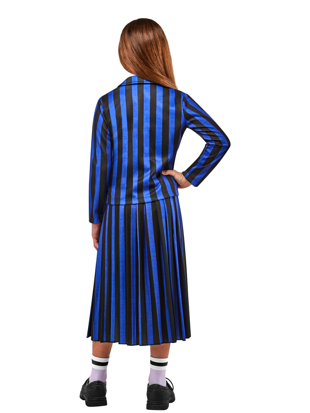 Back view of the Wednesday Nevermore Blue Deluxe Costume (Netflix), Child