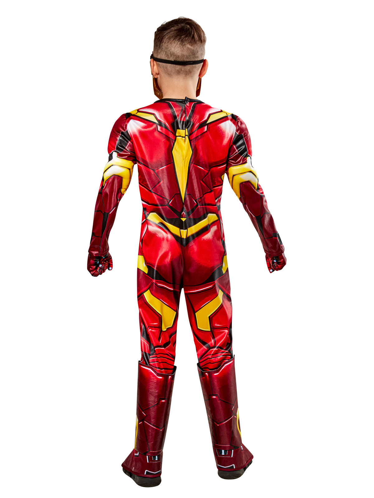 Back view of the Iron Man Premium suit with padded red and gold armour detail