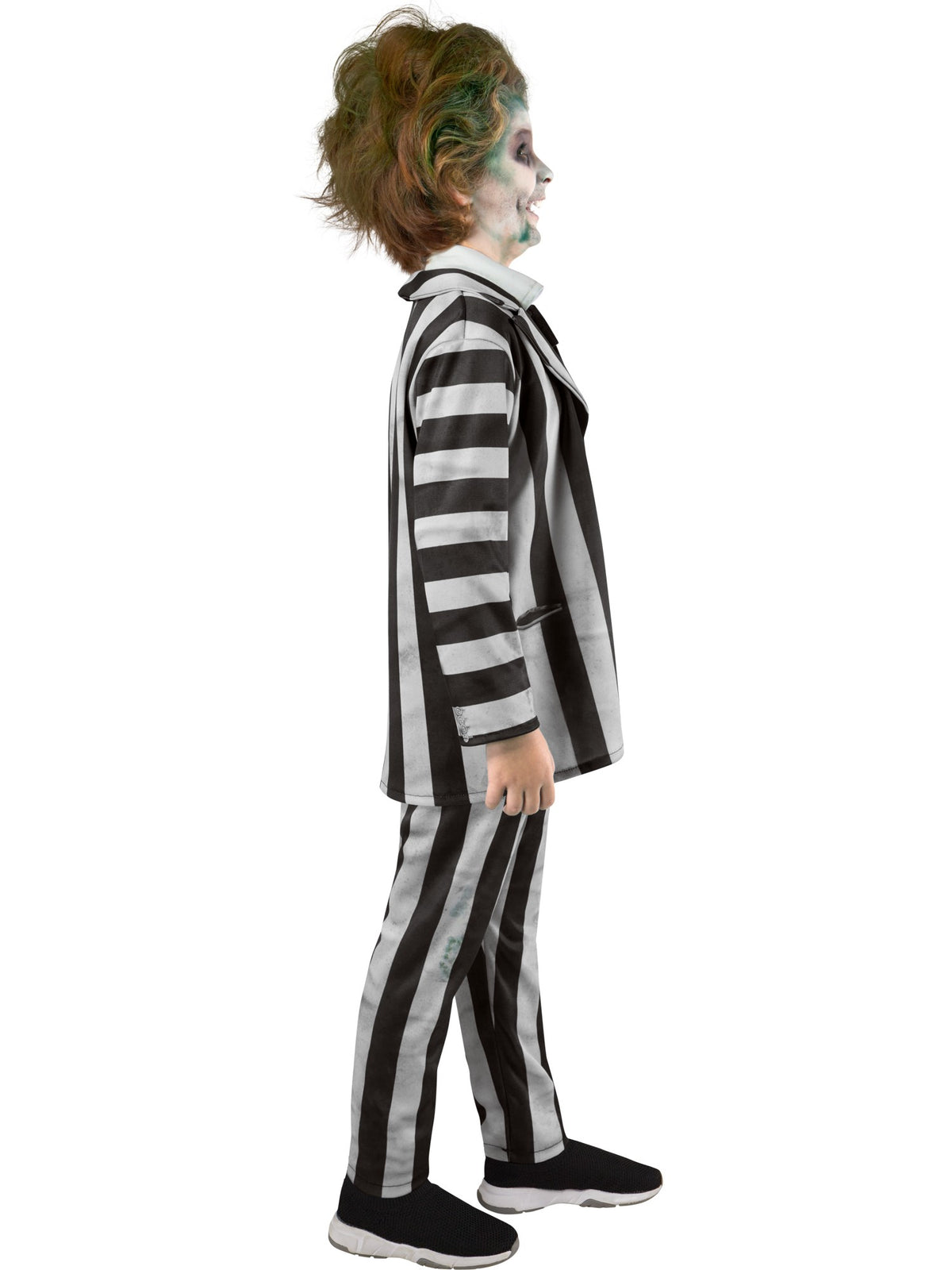 Side view of the Beetlejuice 2 Deluxe Costume, Child