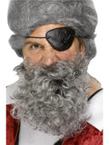 Man wearing a curly light grey deluxe pirate beard and moustache