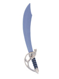 Toy pirate cutlass with curved silver blade and ornate hand guard