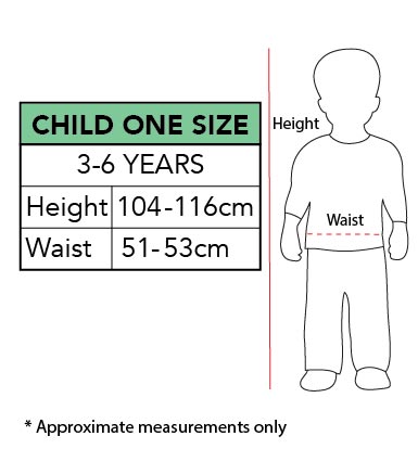 Size chart for the Darth Vader Costume Top, Mask & Lightsaber Set - Child