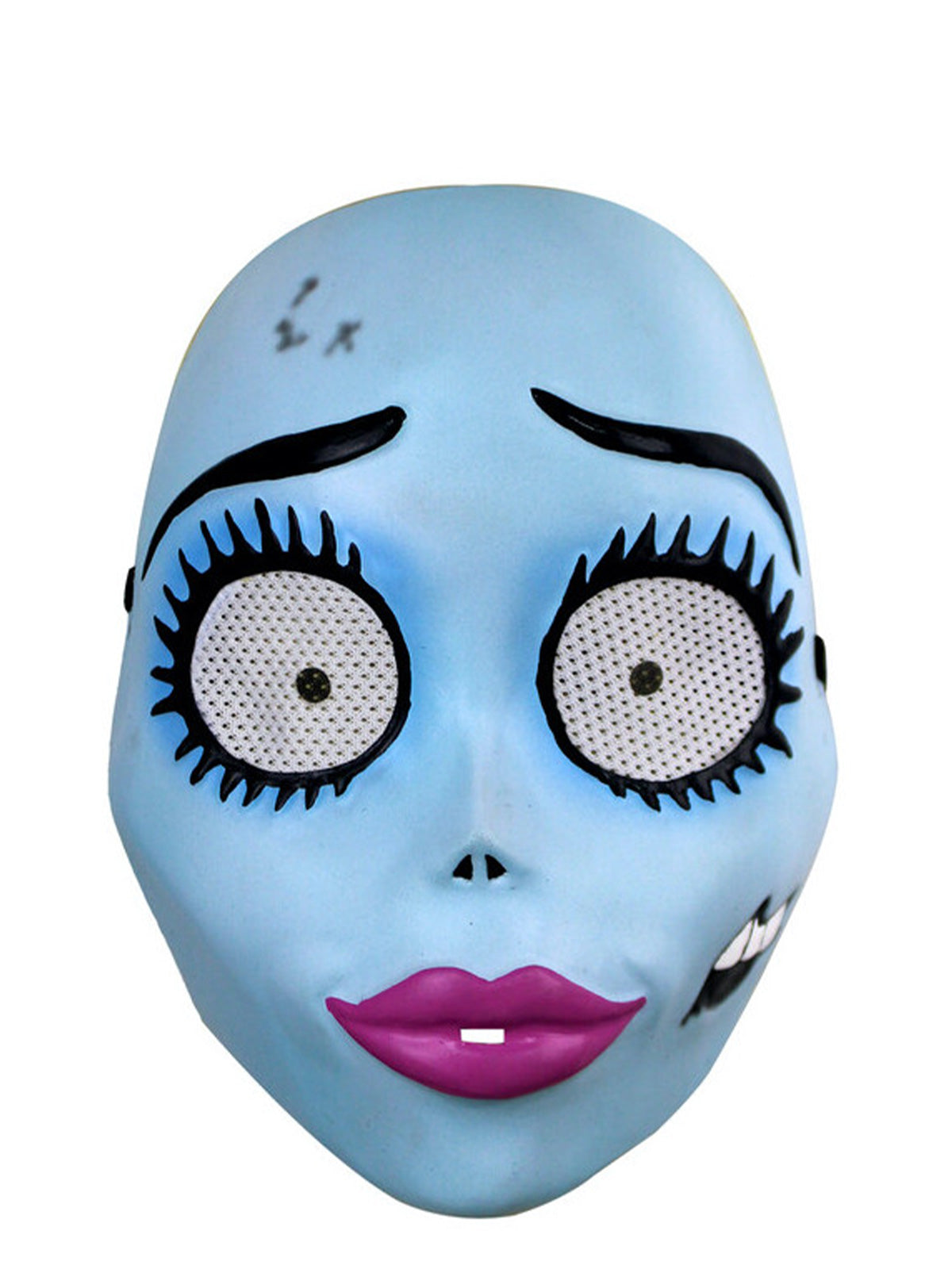 Blue Corpse Bride Emily half mask with big eyes and pink lips