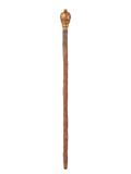 Gold Willy Wonka cane with wood-like texture and ornate top