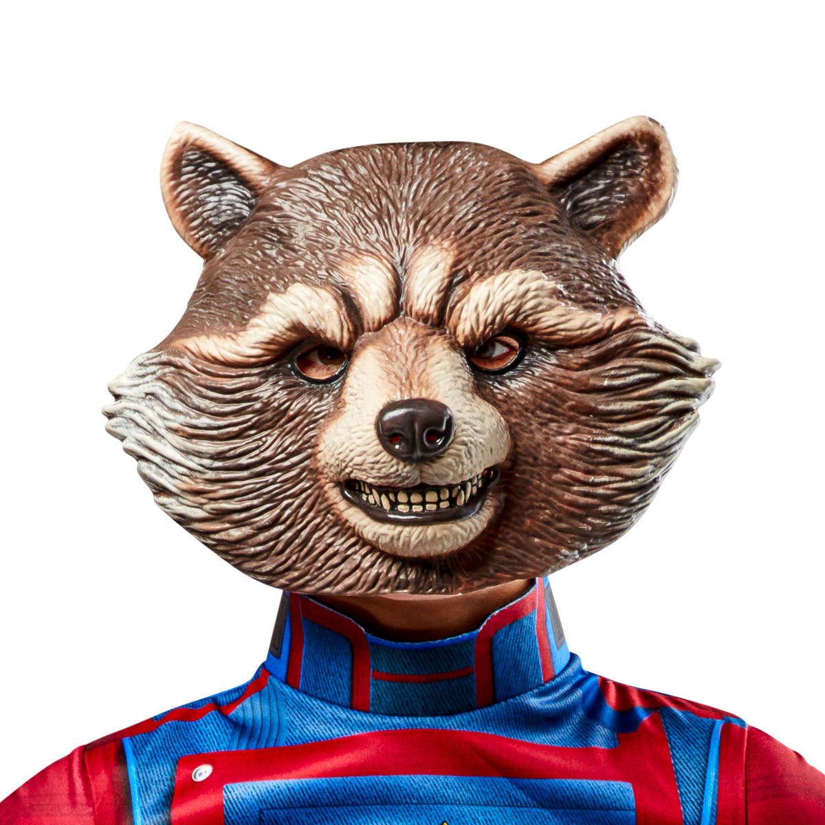 Child wearing the Rocket Raccoon vacuform mask