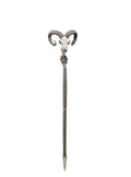Front view of the Skeletor Havoc Staff with a horned head and long shaft