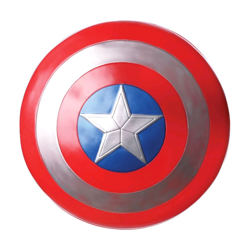 Red, silver and blue Captain America shield with white star, 30cm