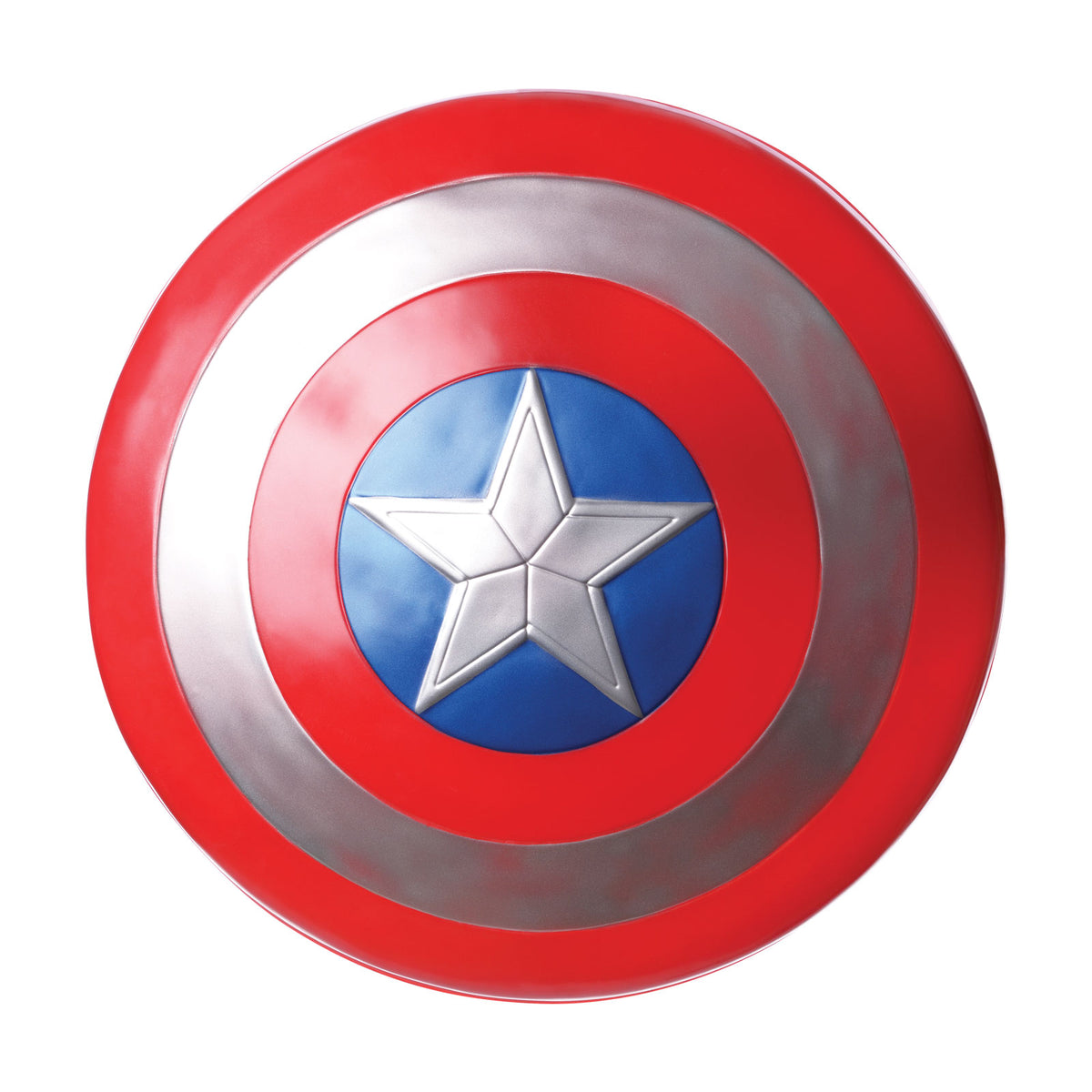 Red, silver and blue Captain America shield with white star, 61cm