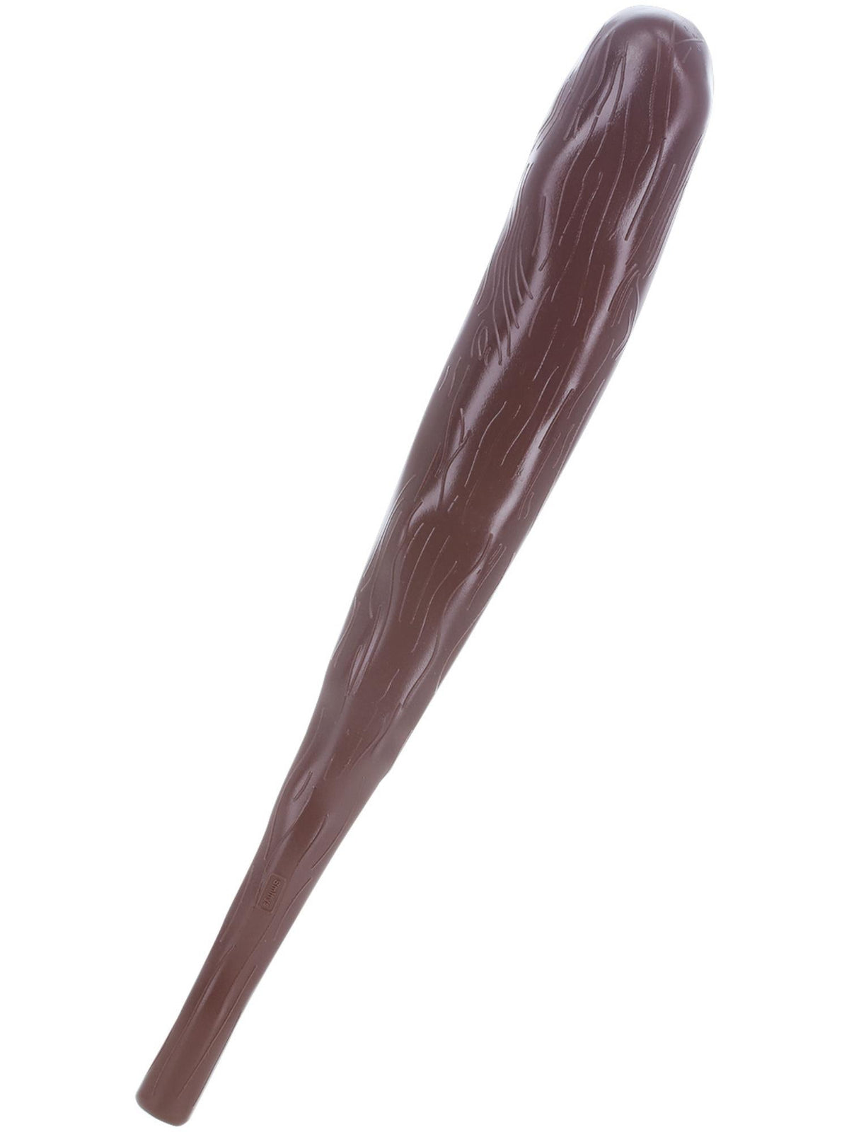 Brown plastic caveman club with carved wood-look texture