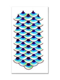 Large blue and purple mermaid scale temporary body tattoo