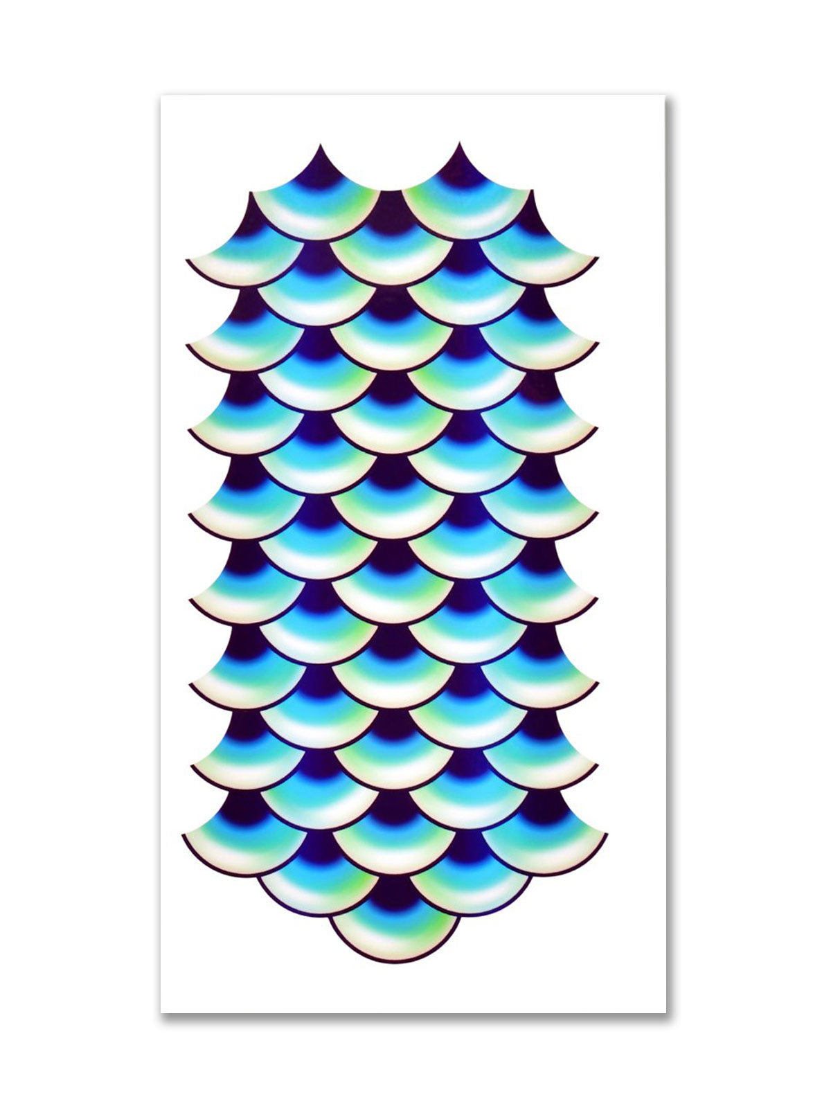 Large blue and purple mermaid scale temporary body tattoo