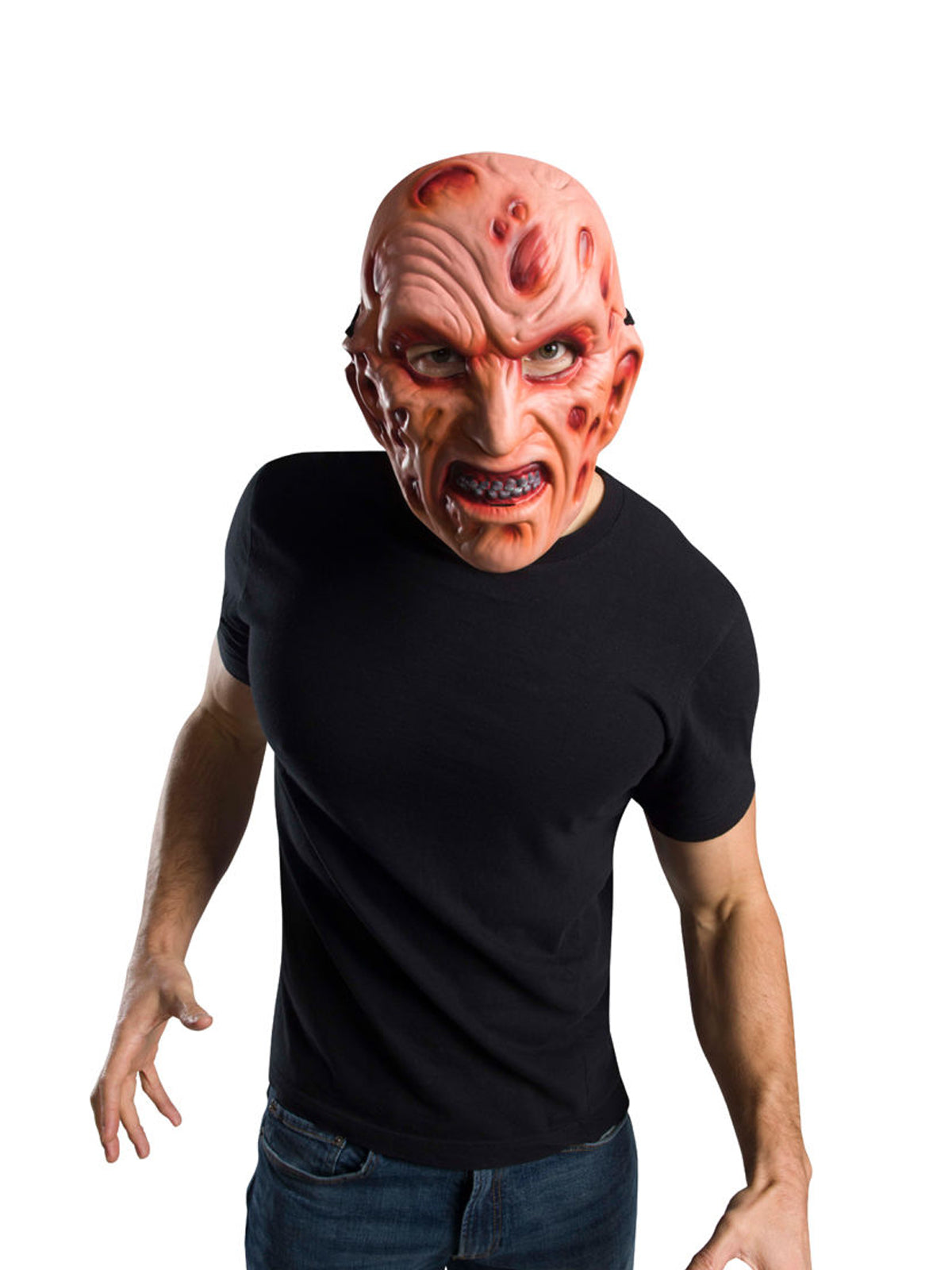 Man wearing the burnt-skin Freddy Krueger vacuform mask