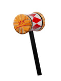 Harley Quinn faux-wood mallet with red and white diamond print