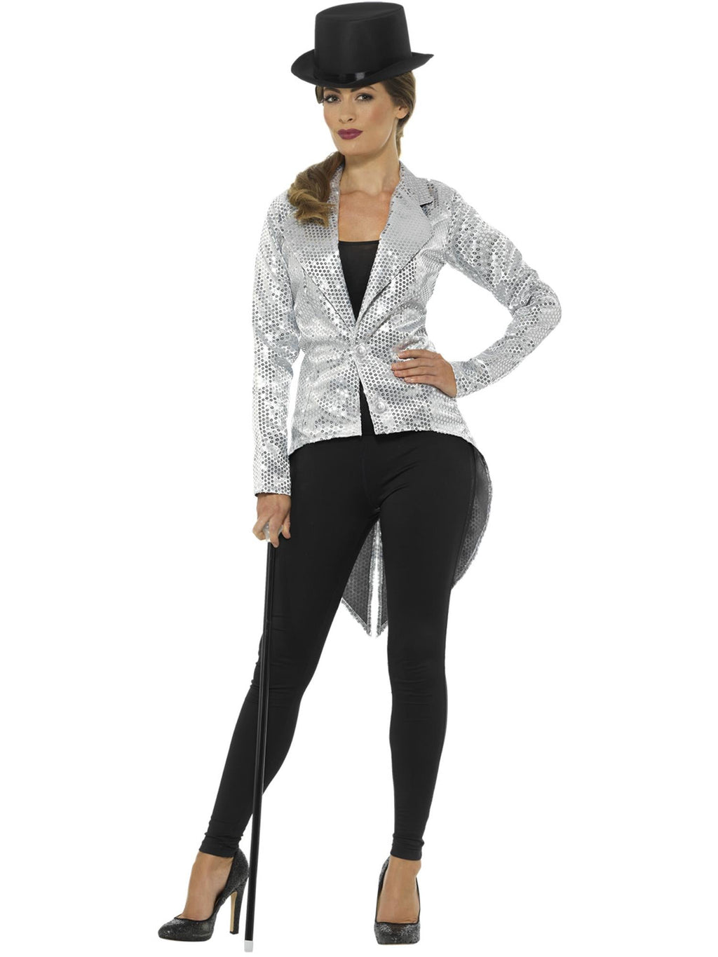 Silver sequin tailcoat jacket, alternate view