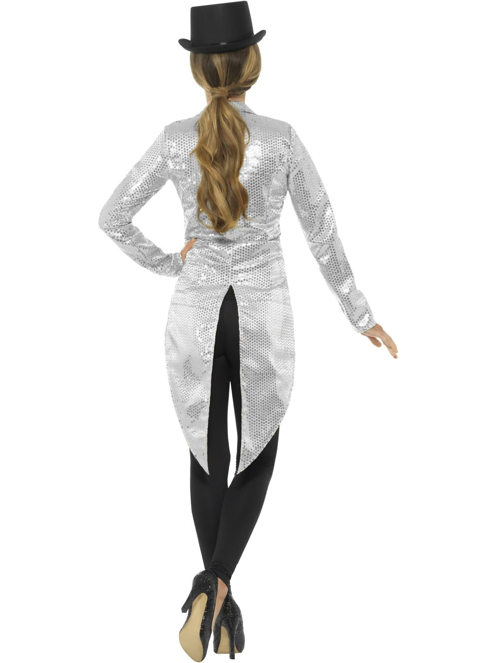 Silver sequin tailcoat jacket, back view
