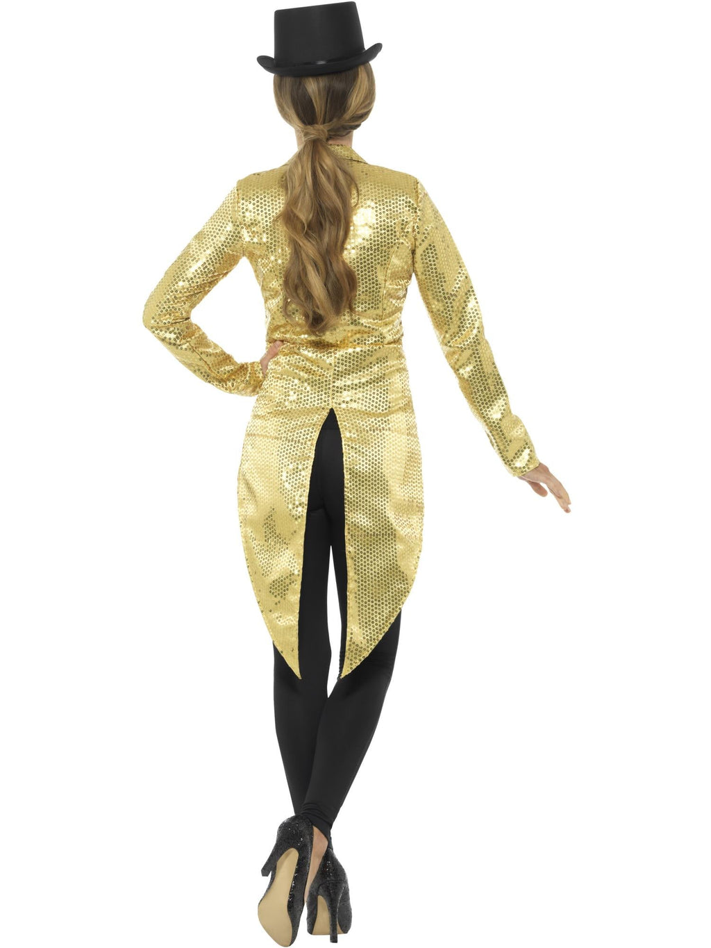 Gold sequin tailcoat jacket, back view