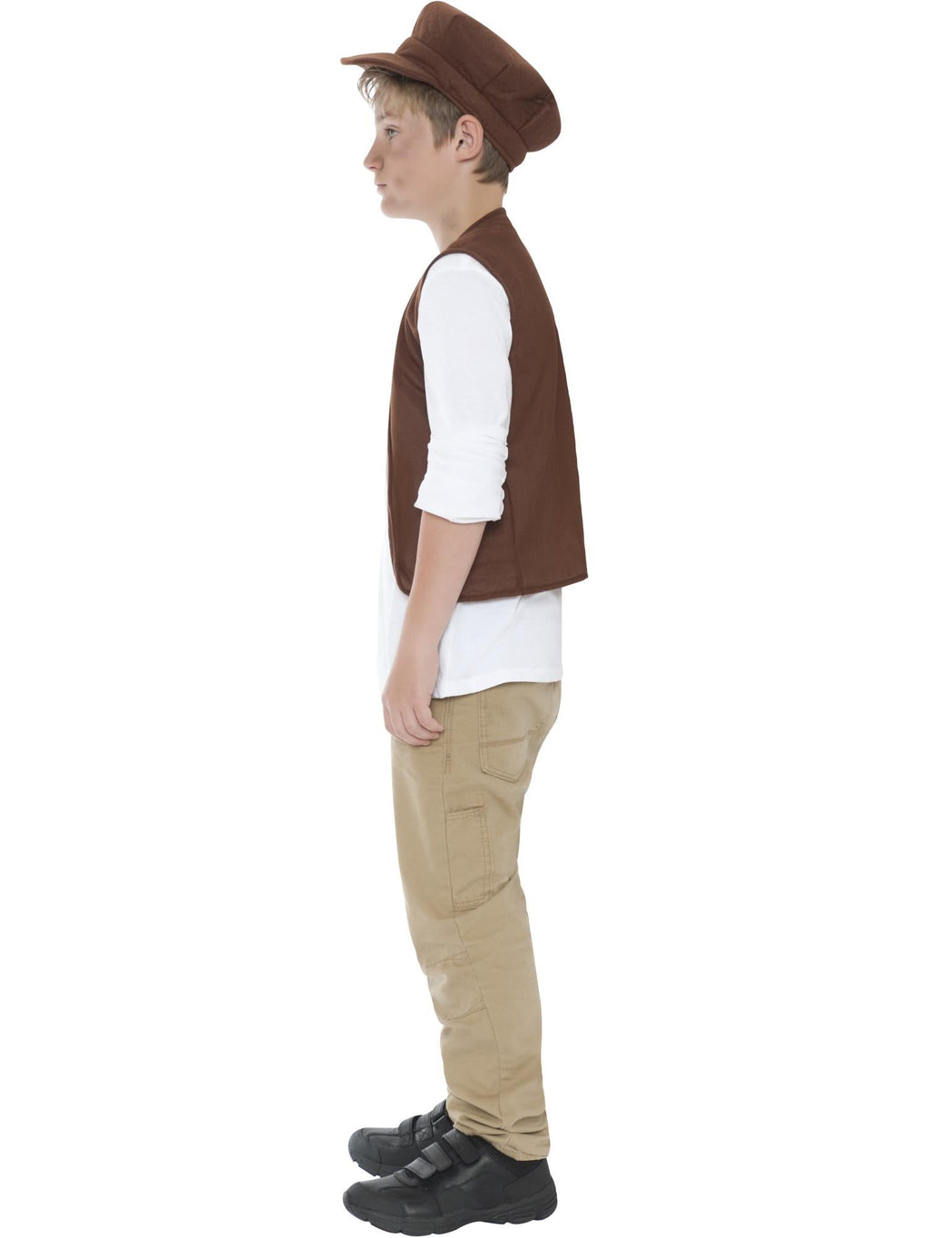 Victorian urchin cap and waistcoat kit, side view