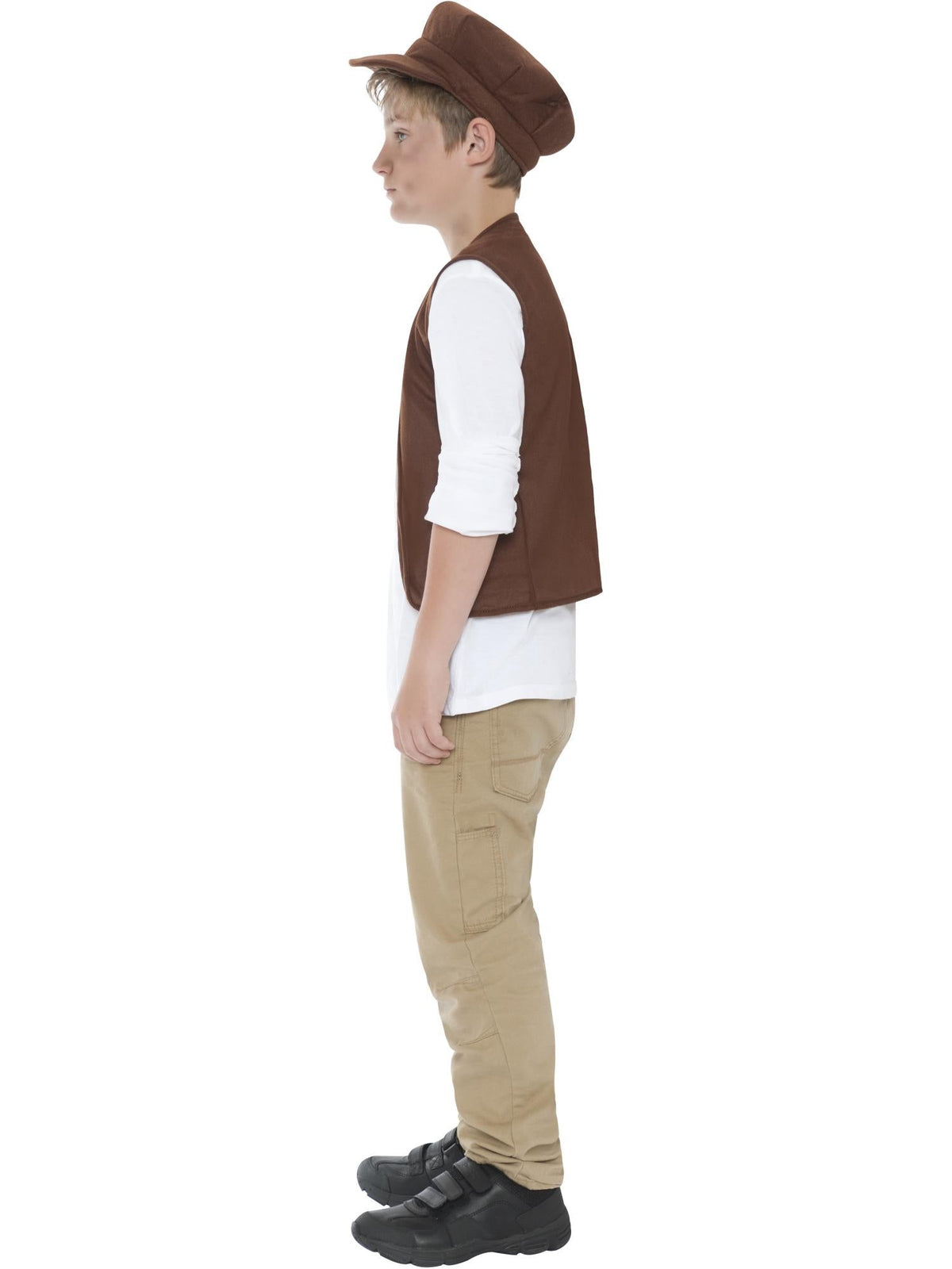 Victorian urchin cap and waistcoat kit, side view