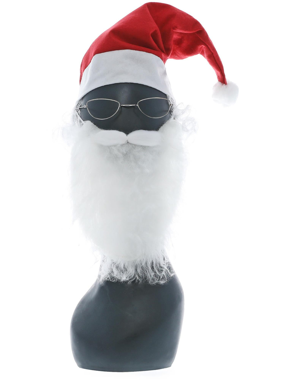 Santa hat with wig, glasses and beard kit shown on its own