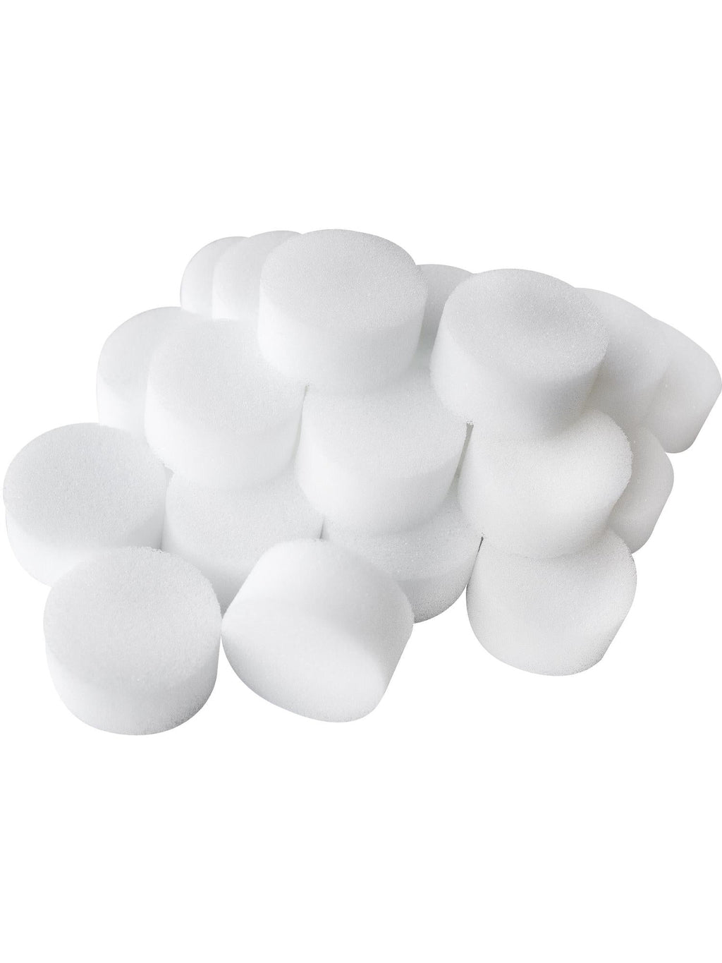 Pile of round white foam make-up sponges