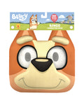 Bluey Bingo 3D foam face mask in orange and cream, in its retail packaging