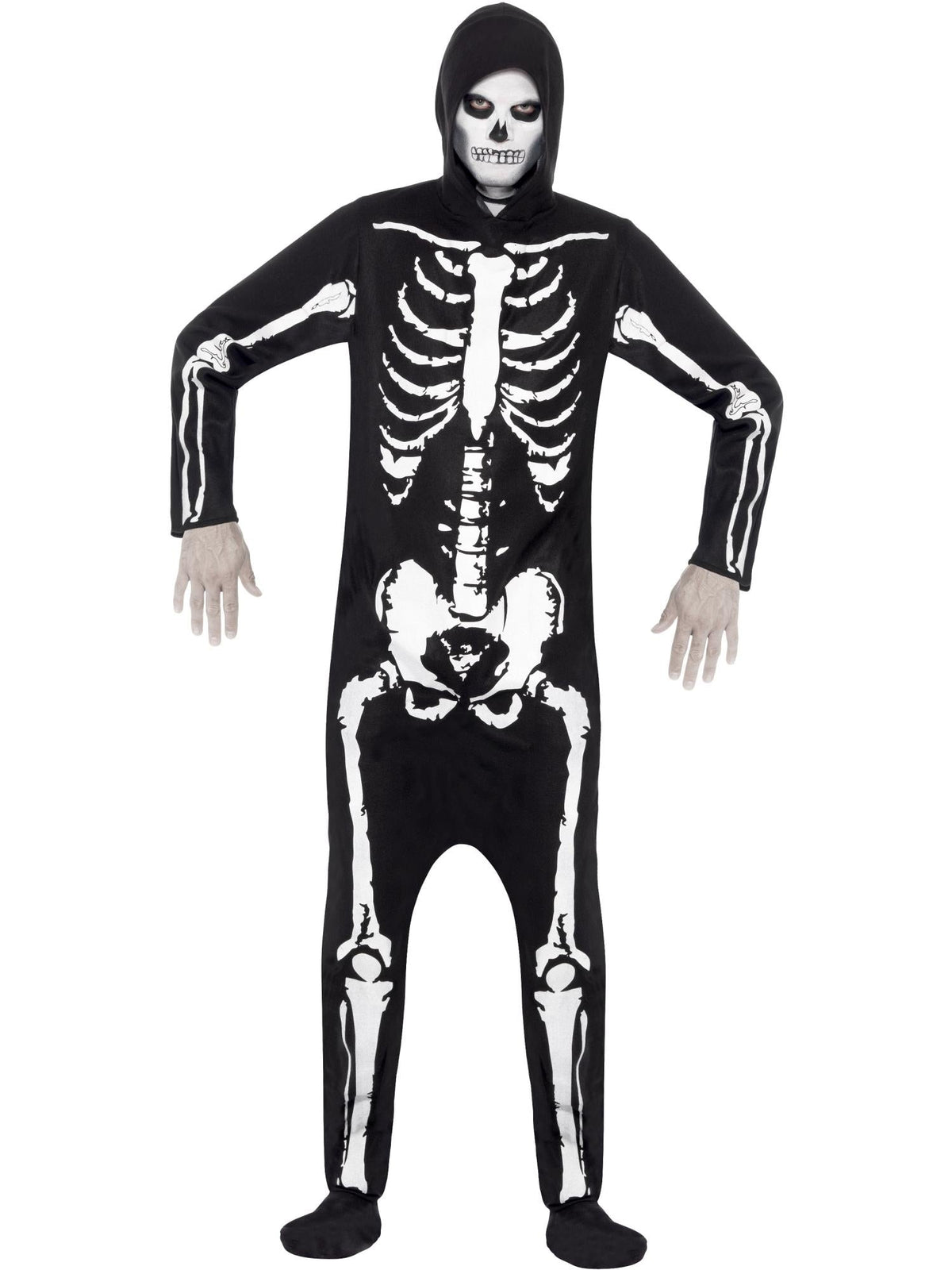 Skeleton Hooded Costume, Adult