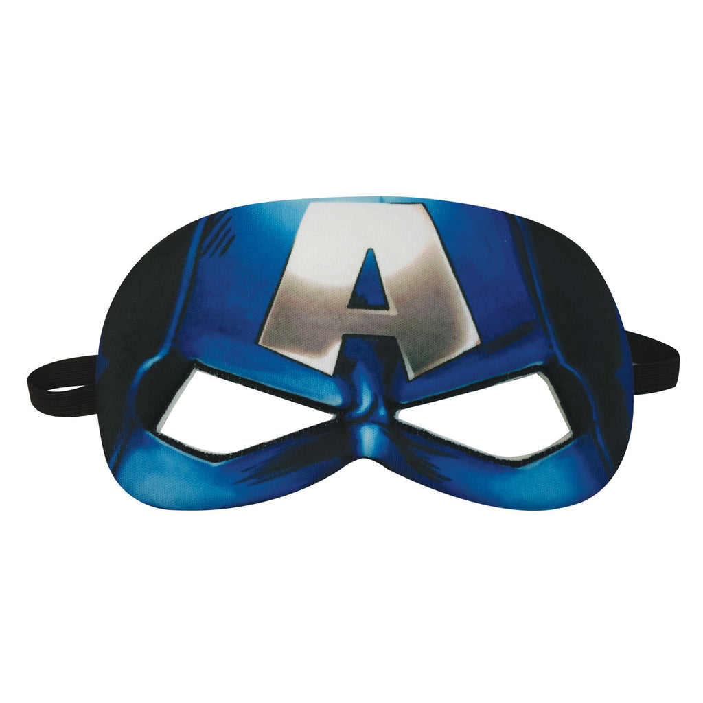 Blue Captain America eyemask with an A emblem, shown flat