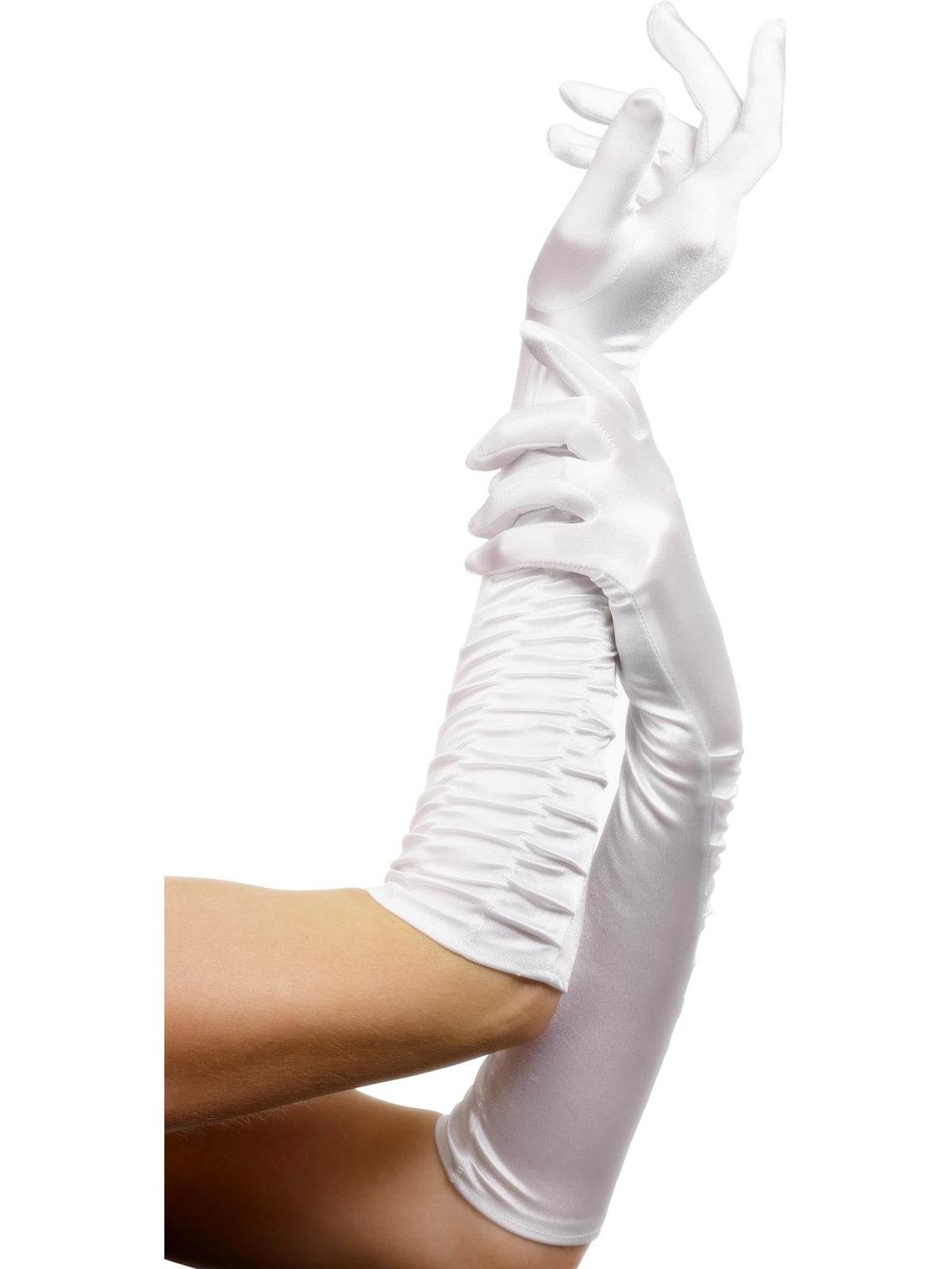 White satin temptress gloves, alternate view