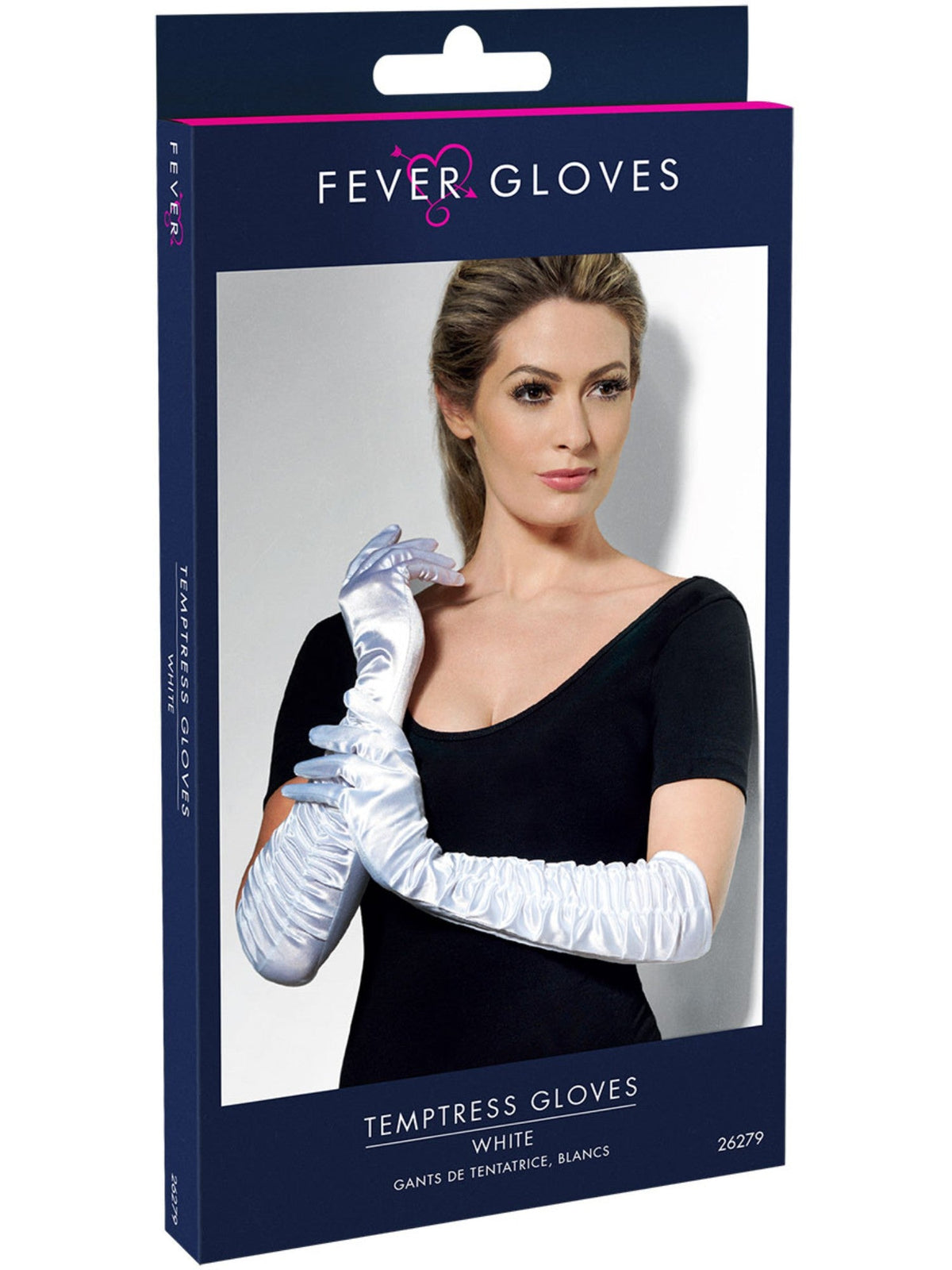 White temptress gloves in their retail packaging