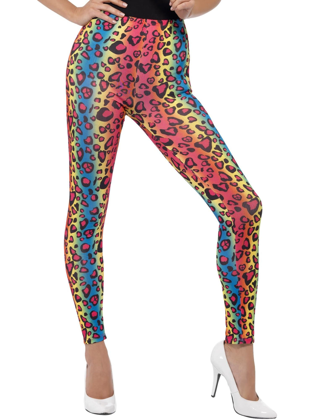 Leopard Print Leggings, Neon - Adult