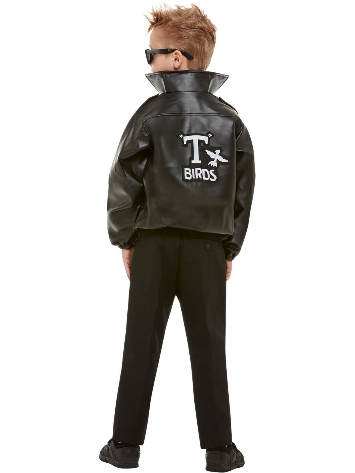 Back view of the Grease T-Birds Jacket, Child, showing the T-Birds logo