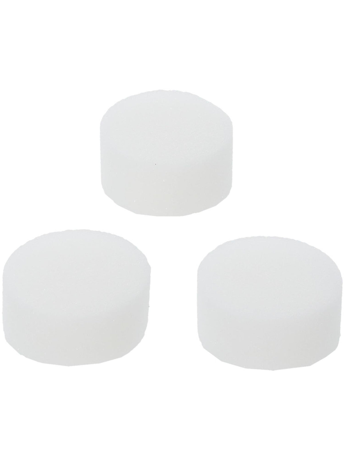 Three white make-up sponges shown on their own