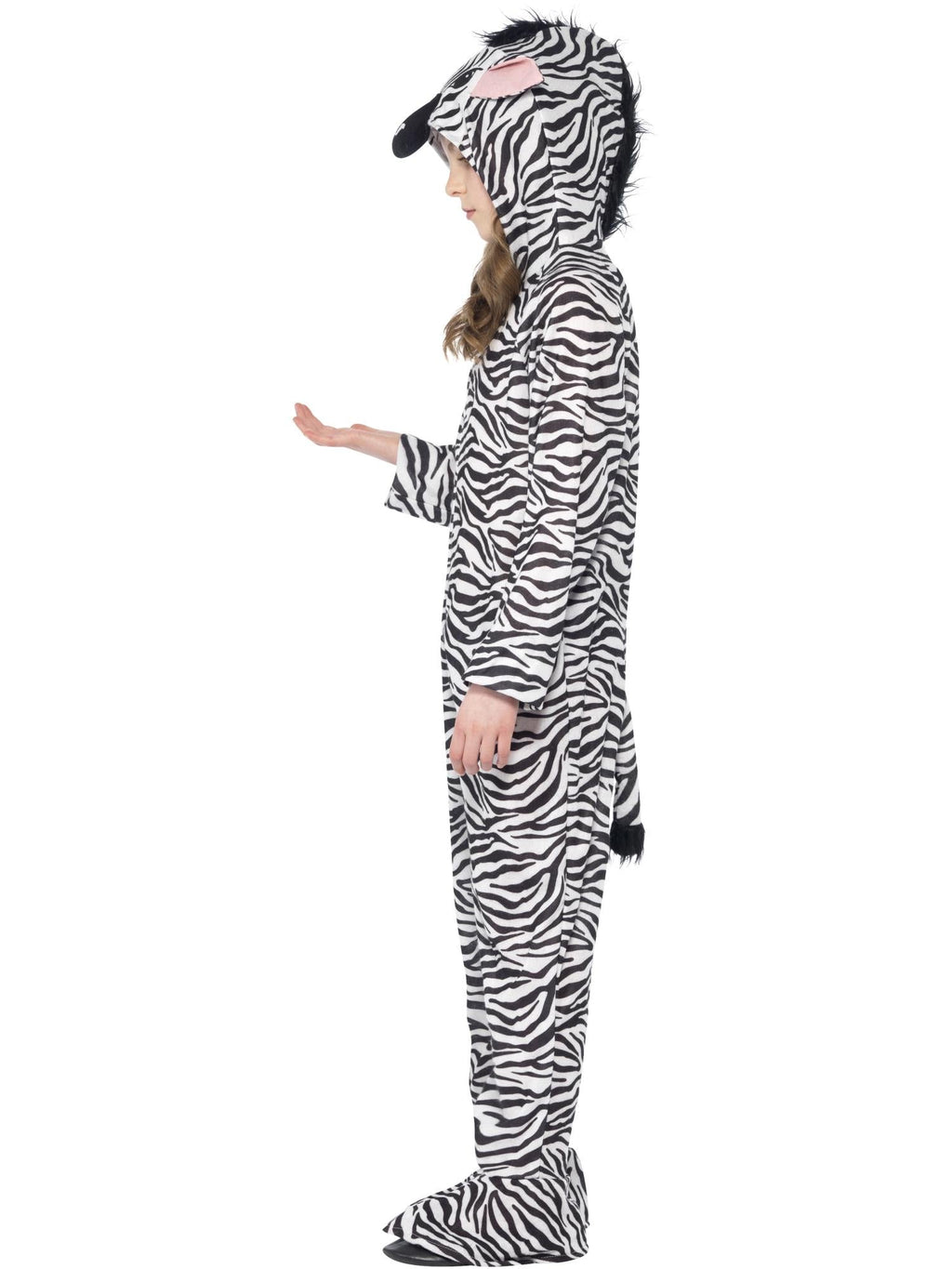 Side view of the Zebra Onesie Costume, Child