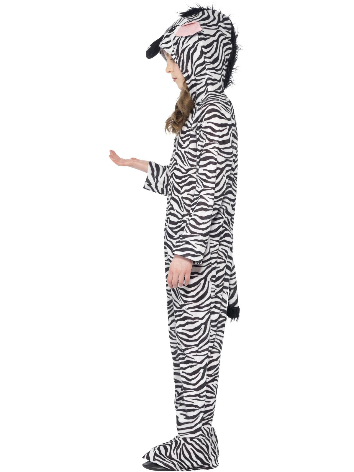Side view of the Zebra Onesie Costume, Child