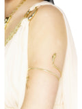 Upper arm wearing a gold coiled snake Egyptian arm bracelet