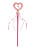 Aurora wand with a pink heart top and pink and white streamers