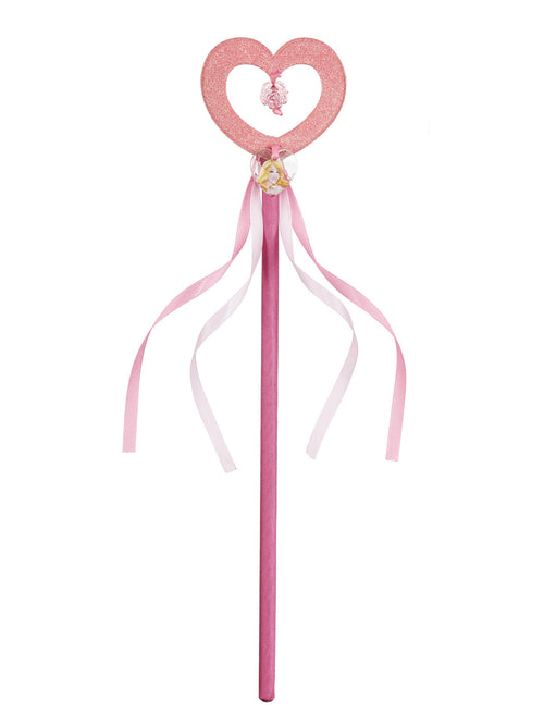 Aurora wand with a pink heart top and pink and white streamers