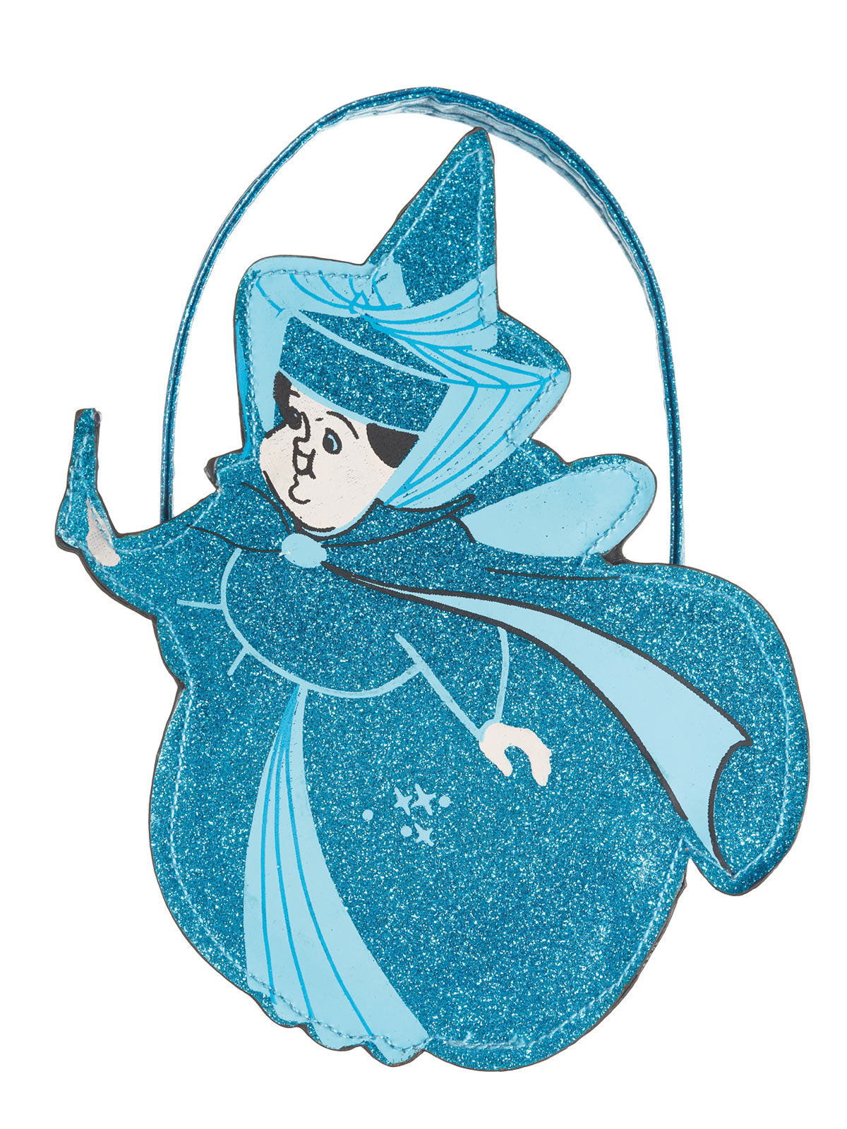 Glittery blue fairy godmother-shaped Aurora accessory bag