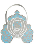 Glittery blue and silver Cinderella pumpkin carriage accessory bag with strap