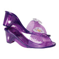 Purple glitter Rapunzel light up jelly shoes for kids with a small heel