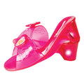 Pink glitter Aurora light up jelly shoes for kids with a small heel