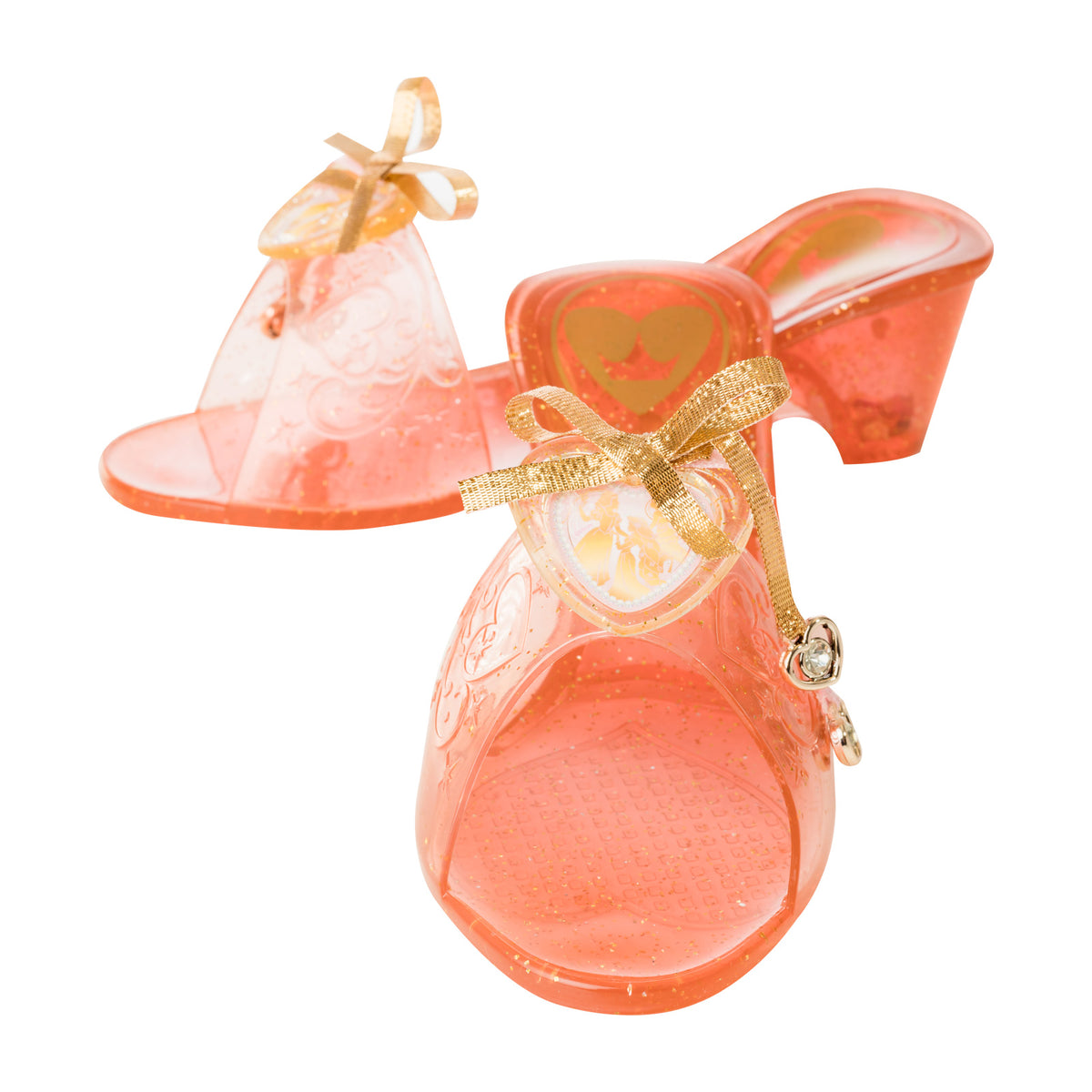 Rose gold Ultimate Princess jelly shoes for kids with gold bows