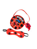 Red shimmery Ladybug bag with a Tikki figurine and a red spotted mask