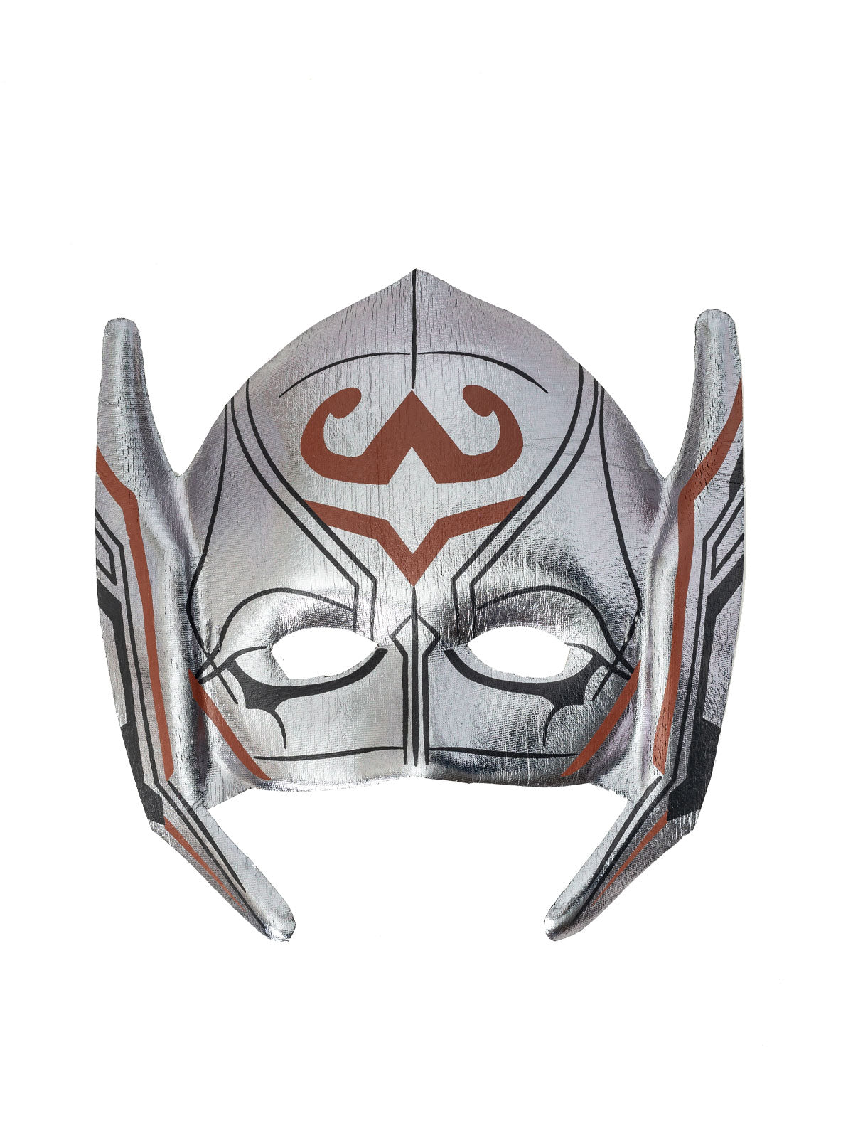 Silver Thor Love and Thunder foam half mask with red detail and ear pieces