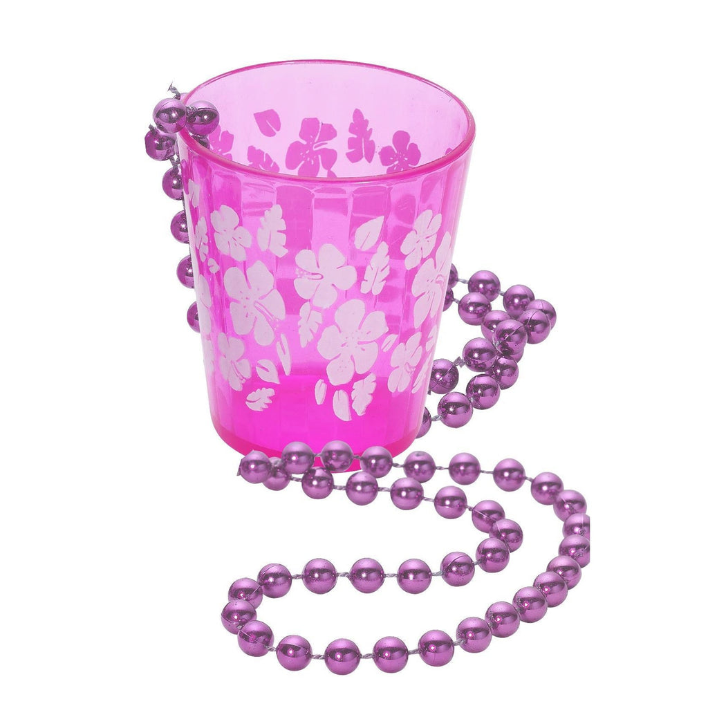 Shot glass on beads necklace, alternate view