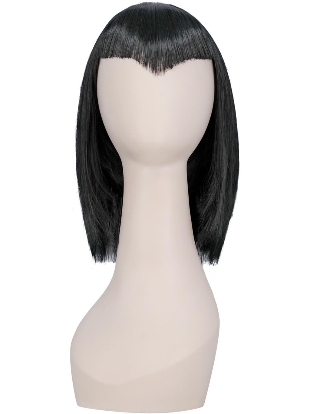 Black vamp bob wig shown on its own
