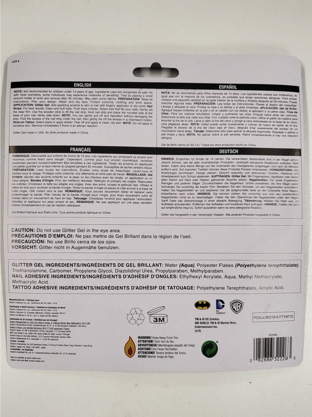 Back of the Batgirl accessory kit packaging