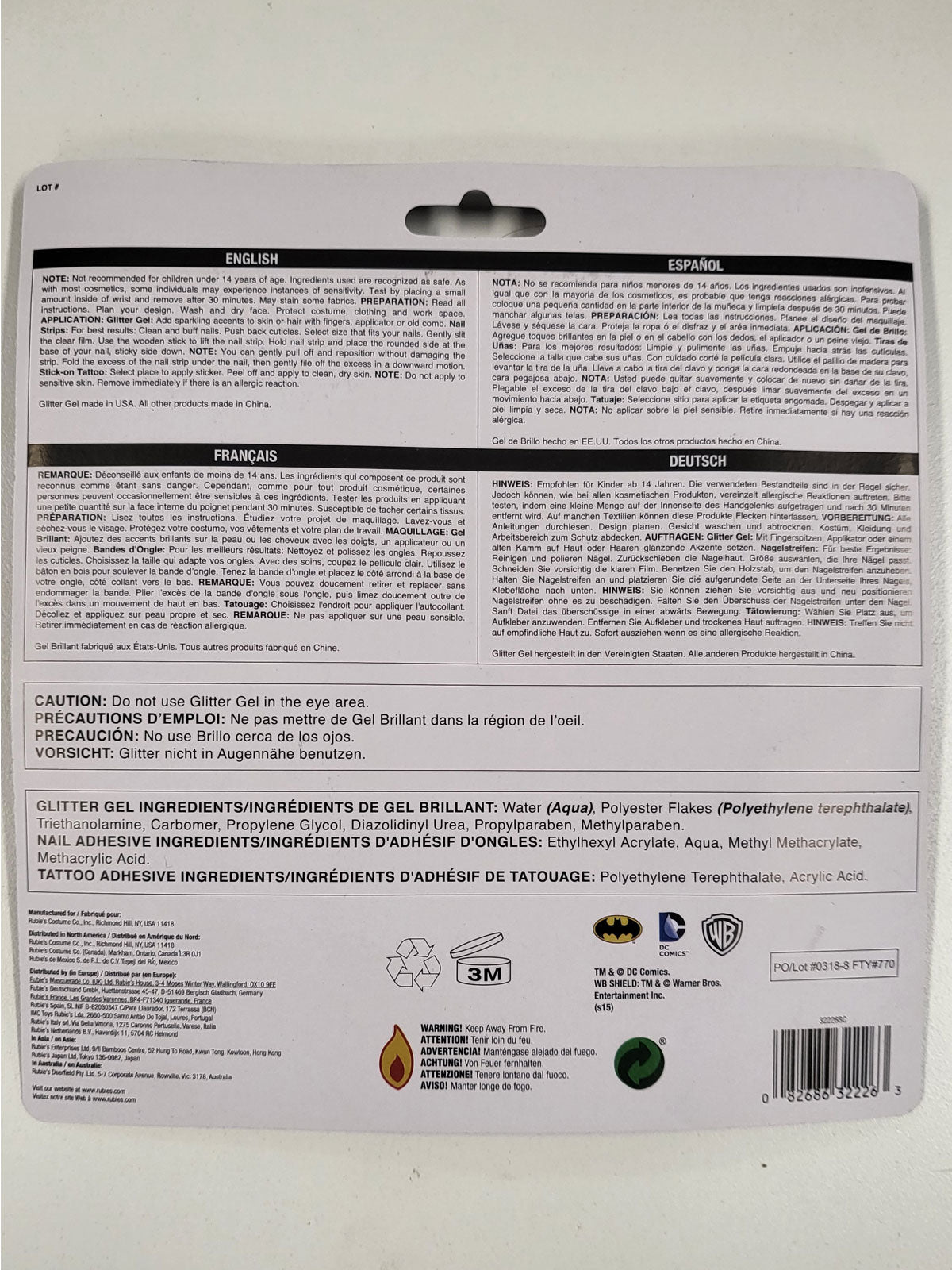 Back of the Batgirl accessory kit packaging