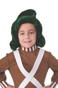 Boy wearing the green bouffant Oompa Loompa wig