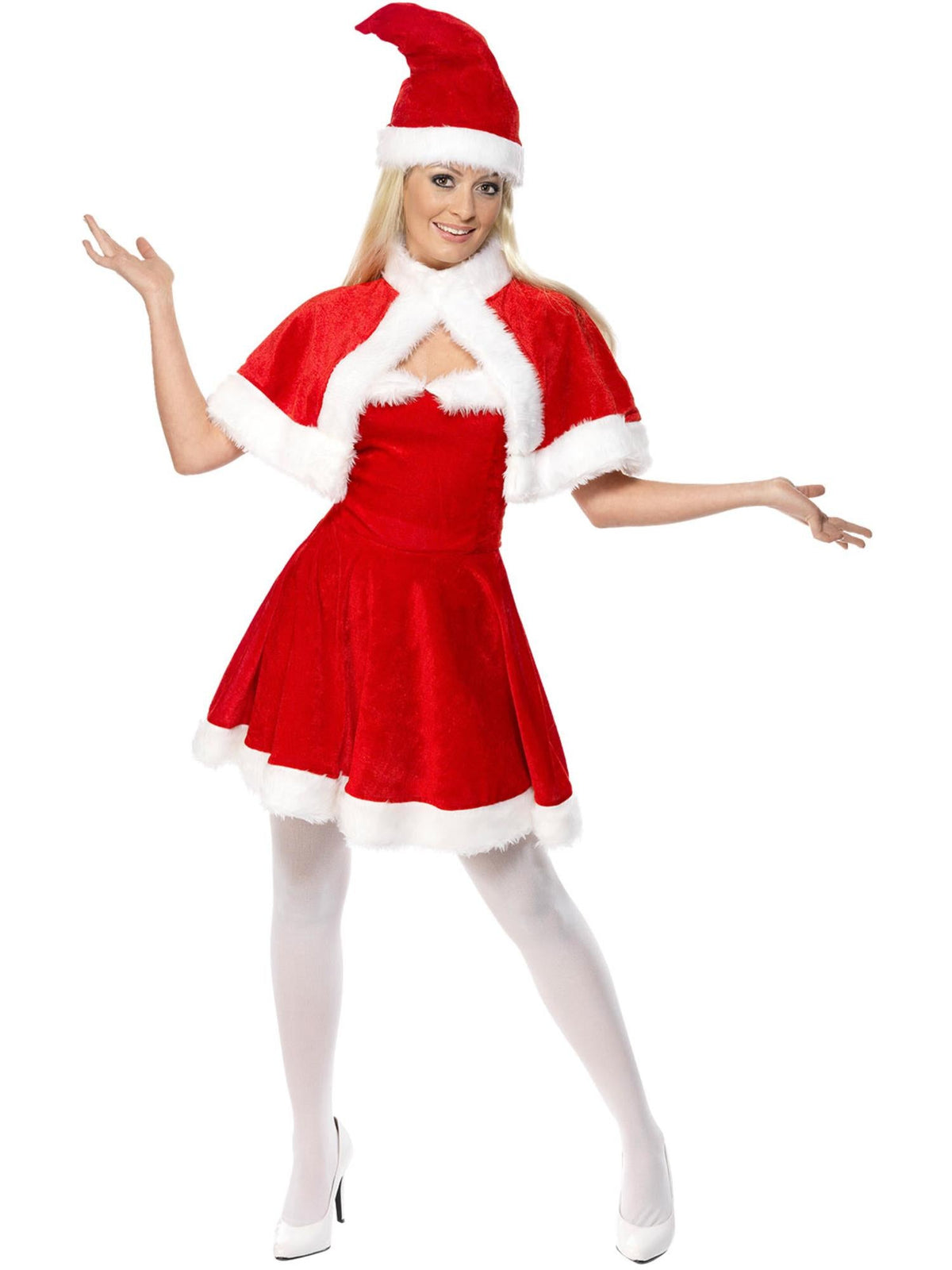Miss Santa Costume With Capelet, Adult